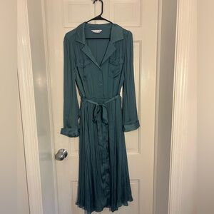 Nine West Teal Button-Down Midi Dress